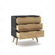 Commode JUNA - Chêne miel & Céruse noire - 3 tiroirs