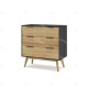 Commode JUNA - Chêne miel & Céruse noire - 3 tiroirs