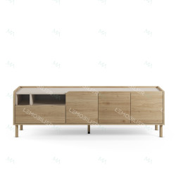 Meuble TV LUMIO - Chêne & Crème - 180 cm