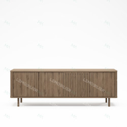 Meuble TV RIVELLA - Noyer cannelé - 180 cm
