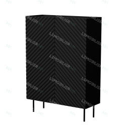 Buffet haut ORBEA - Noir à façade chevrons - 100 cm