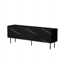 Meuble TV ORBEA - Noir à façade chevrons - 165 cm