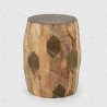 Table d'appoint DOURA - Bois de manguier & laiton - 29 cm