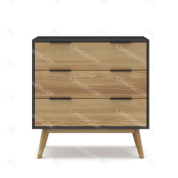 Commode JUNA - Chêne miel & Céruse noire - 3 tiroirs