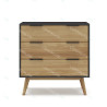 Commode JUNA - Chêne miel & Céruse noire - 3 tiroirs