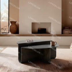Table basse AMARA - Manguier massif Ébène - 80 cm