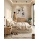 Fauteuil pivotant OLIVA - Toile piquée vert sauge & Chêne massif