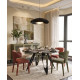 Table à manger ronde VOLTA - Plateau façon ardoise minérale & Pieds métal sculpturaux - 130 cm