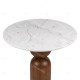 Table à manger ronde MASSIA - Marbre blanc & Pied bois sculpté - Ø120 cm