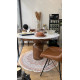Table à manger ronde MASSIA - Marbre blanc & Pied bois sculpté - Ø120 cm