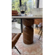 Table à manger ronde MASSIA - Marbre blanc & Pied bois sculpté - Ø120 cm