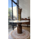 Table à manger ronde MASSIA - Marbre blanc & Pied bois sculpté - Ø120 cm