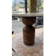 Table à manger ronde MASSIA - Marbre blanc & Pied bois sculpté - Ø120 cm