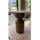 Table à manger ronde MASSIA - Marbre blanc & Pied bois sculpté - Ø120 cm