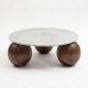 Table basse MAISSA - Marbre blanc & Noyer massif - Ø110 cm