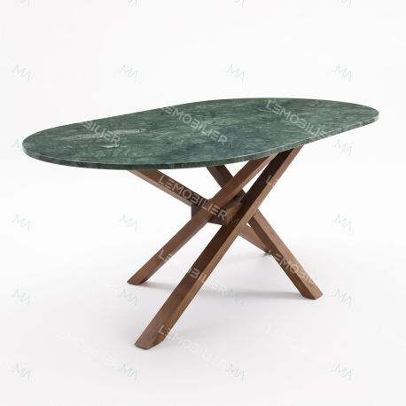 Table à manger ovale RIFLESSI Marble Edition - 180 cm - Marbre vert Guatemala