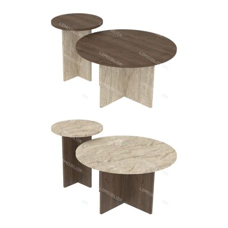 Duo de tables basses GEMELLA - 70 & 40 cm - 2 finitions au choix