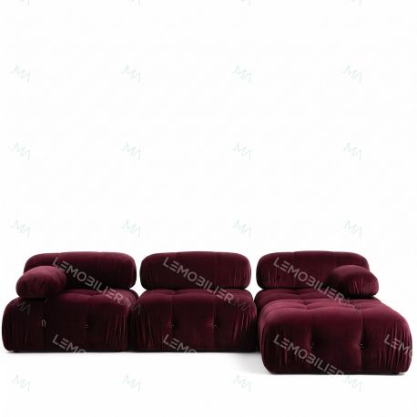Salon modulaire LEONDA - Velours BURGUNDY
