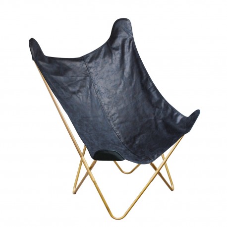 Fauteuil BUTTERFLY - Suedine bleue navy