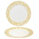 Set de 6 Assiettes porcelaine White & Gold ART DECO - 26,5 cm - 3 motifs au choix