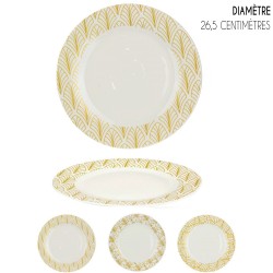 Set de 6 Assiettes porcelaine White & Gold ART DECO - 26,5 cm - 3 motifs au choix