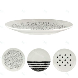 Set de 6 Assiettes porcelaine Black & White - 20,5 cm - 3 motifs au choix