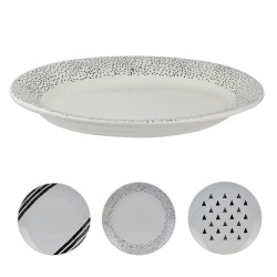 Set de 6 Assiettes porcelaine Black & White - 27 cm - 3 motifs au choix