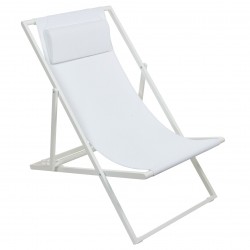 Chaise longue LAYNA - Alumium Blanc Perle / Textilène comfort