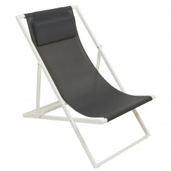Chaise longue LAYNA - Alumium Blanc Perle / Textilène comfort