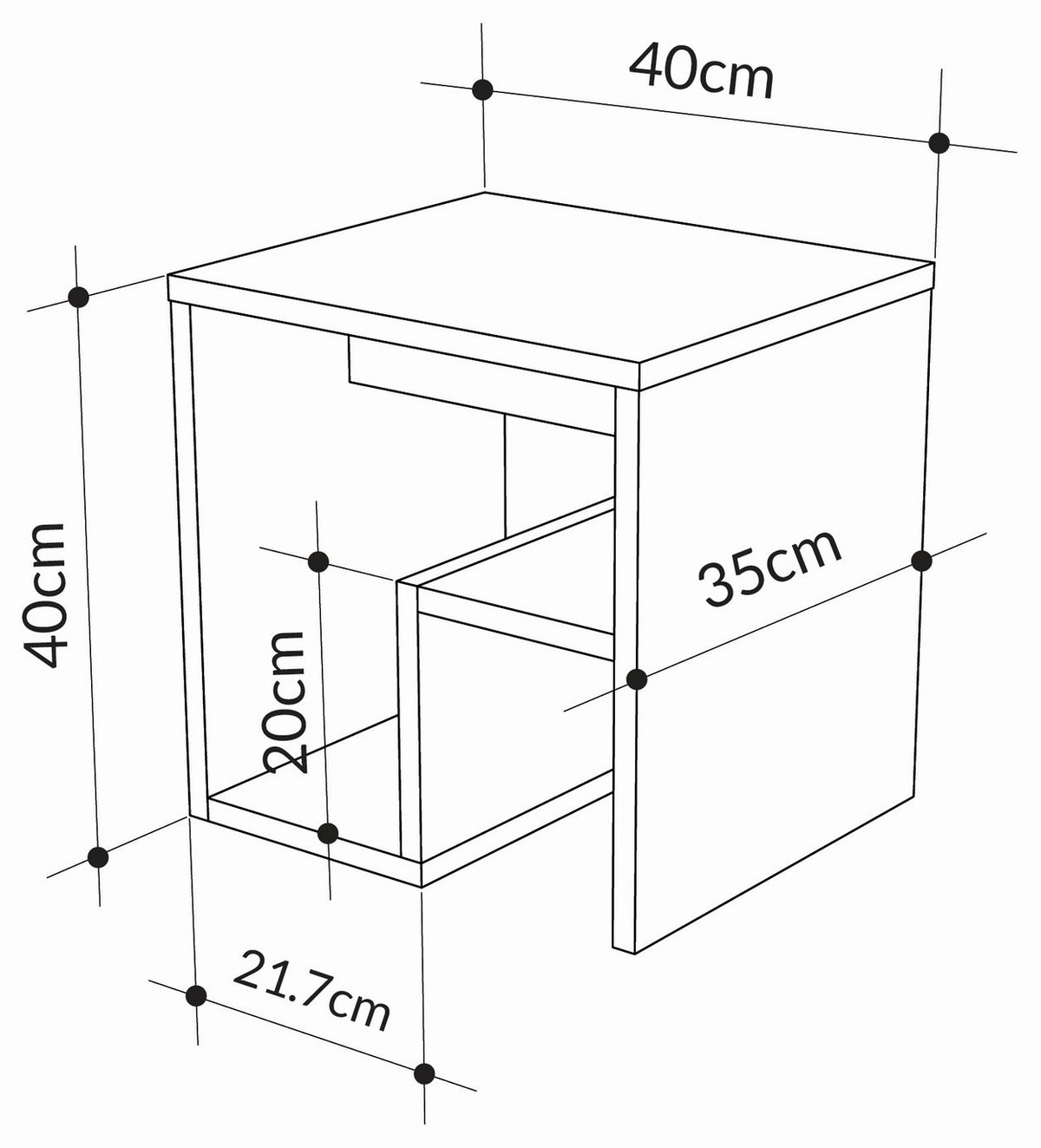 Dimensions Bout de canapé TESSIO - 40 cm