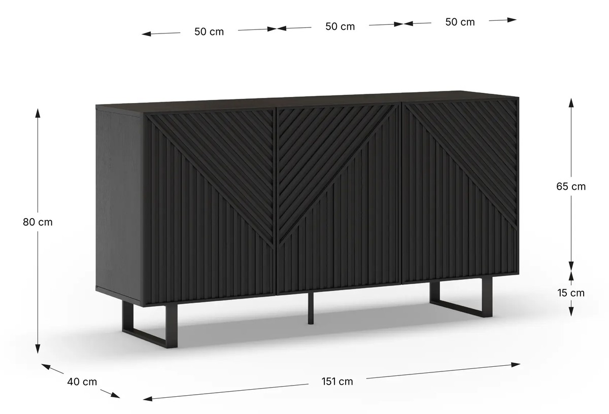 Schéma coté Buffet TATAOUI Full Black 150 cm