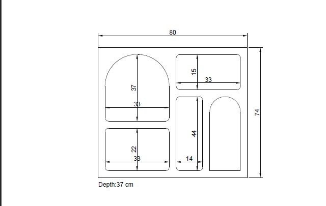 Dimensions Meuble à niches CASELLA - 80 cm
