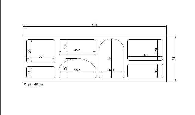 Dimensions Meuble TV ALVARO - 160 cm