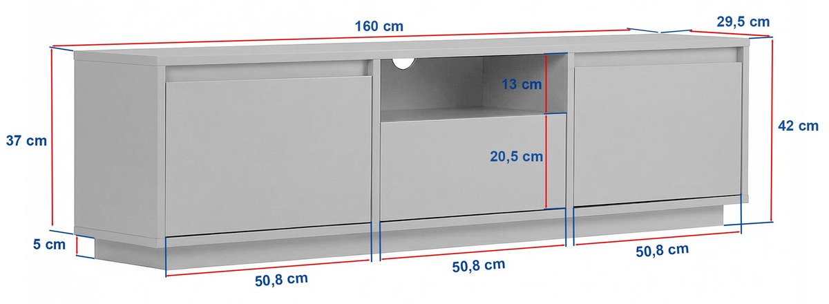 Dimensions Meuble TV ARDENA - 160 cm