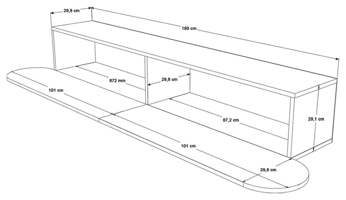 Dimensions Meuble TV suspendu CURVIA - 200 cm