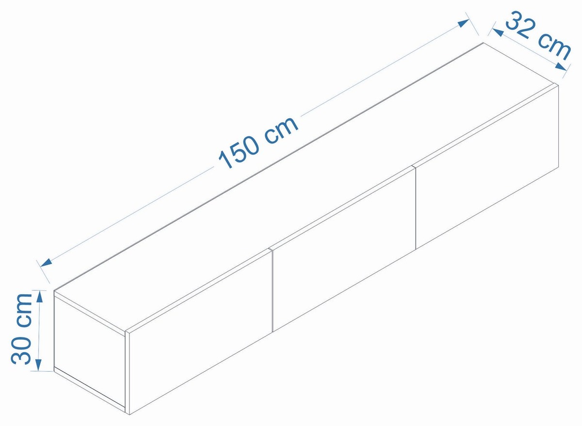 Dimensions Meuble TV suspendu NORDEA - 150 cm