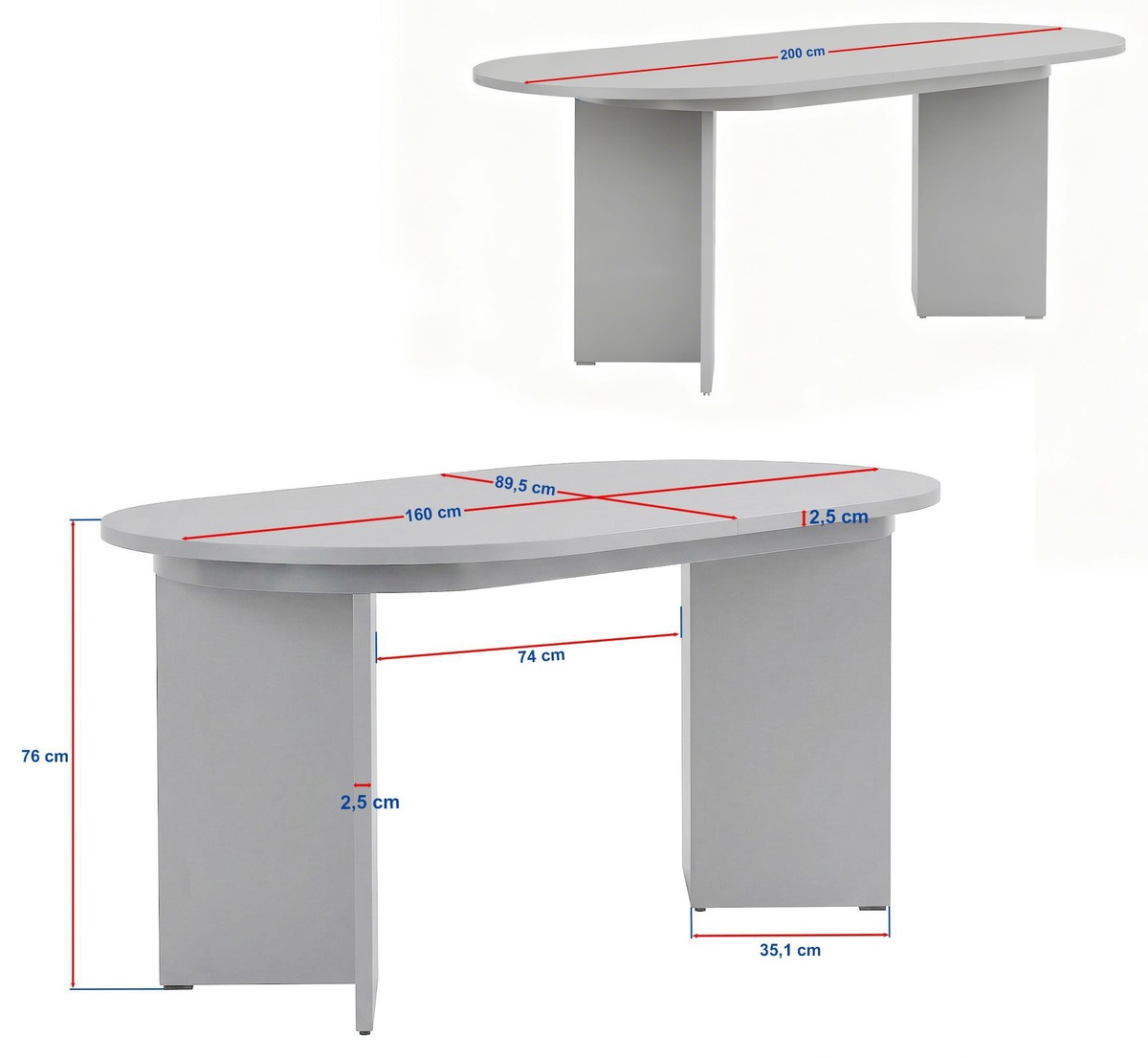 Dimensions Table à manger Extensible VERONA - 160 à 200 cm