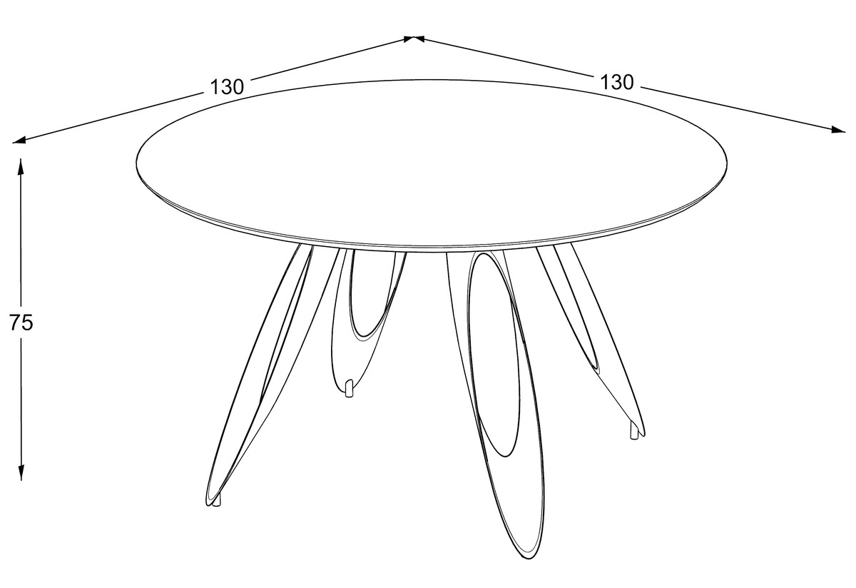 Schéma coté Table à manger ronde VOLTA Ø130 cm