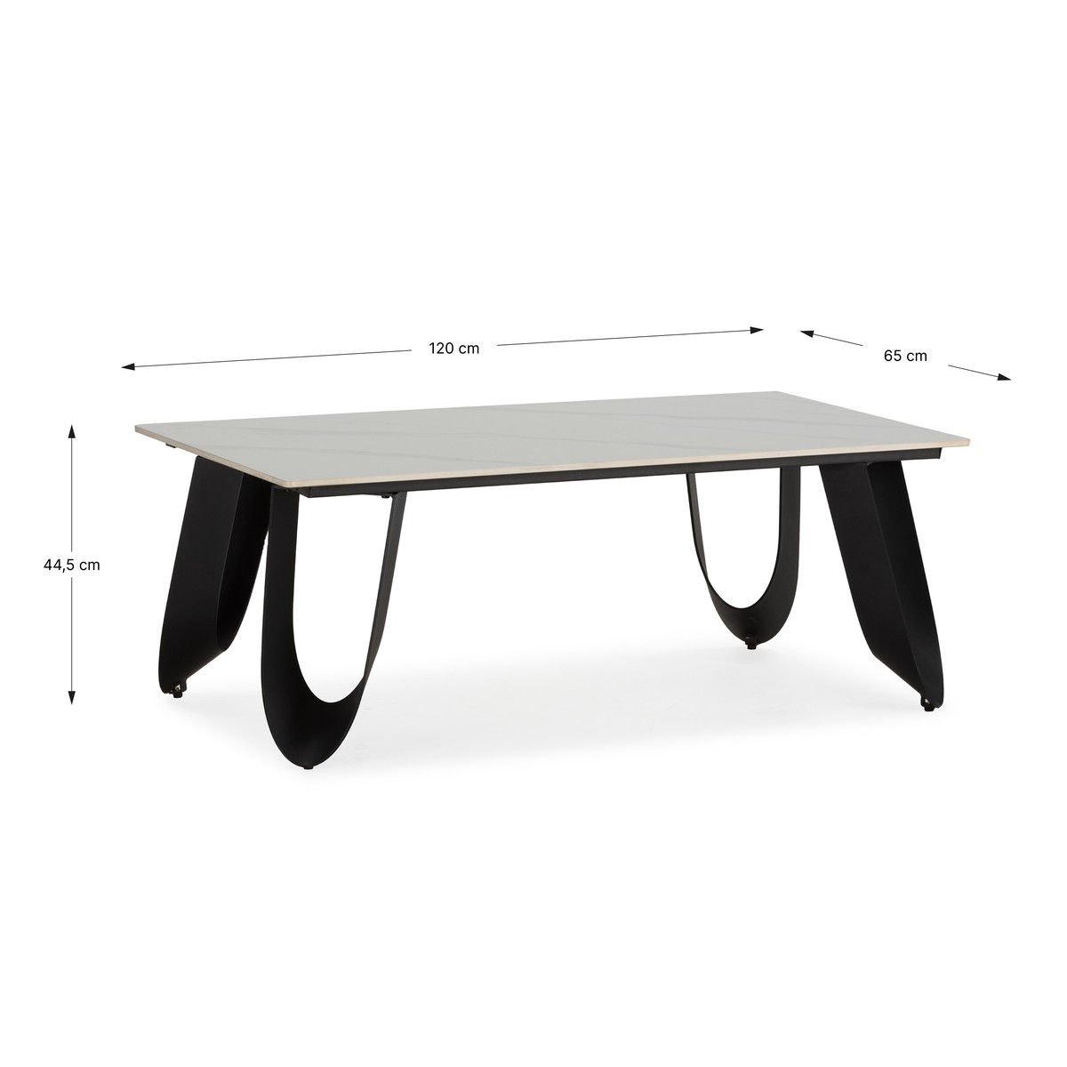 Schéma coté Table basse ARCA - Pierre marbrée blanche - 120 cm