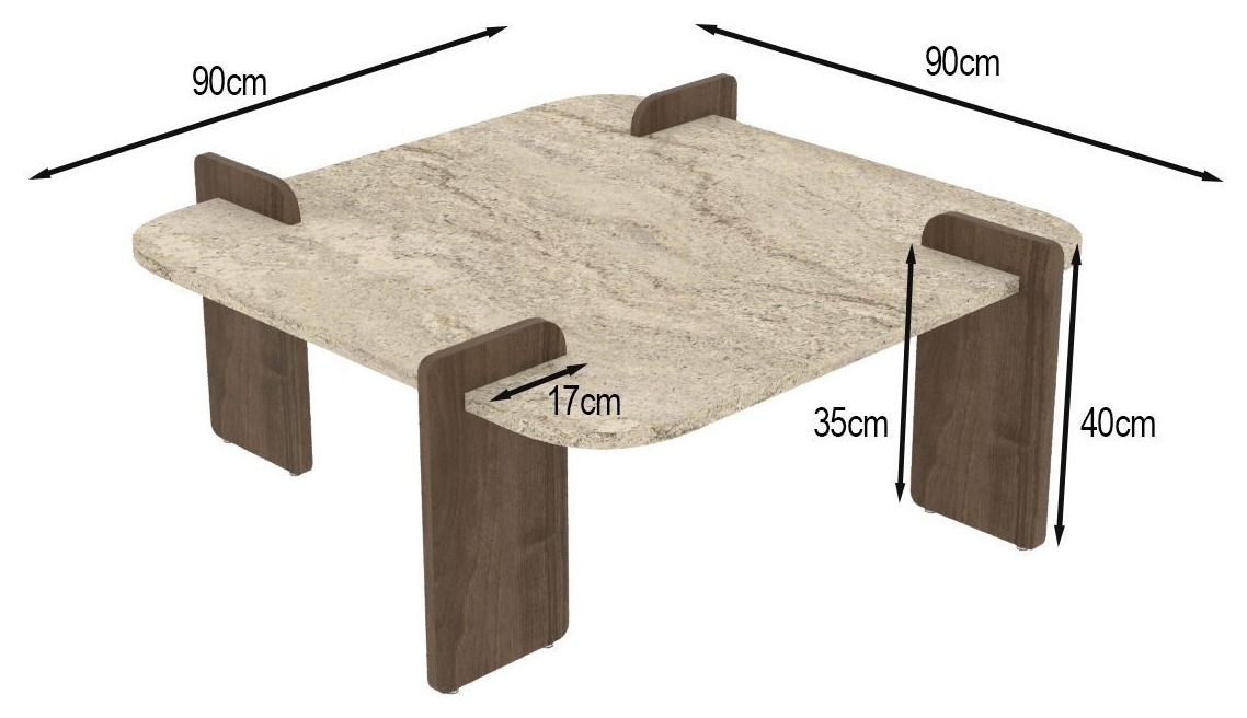 Dimensions Table basse carrée QUADRIA - 90 cm