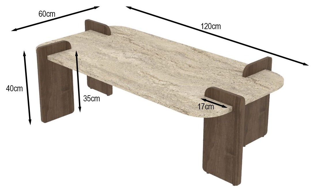 Dimensions Table basse LINARIA - 120 cm