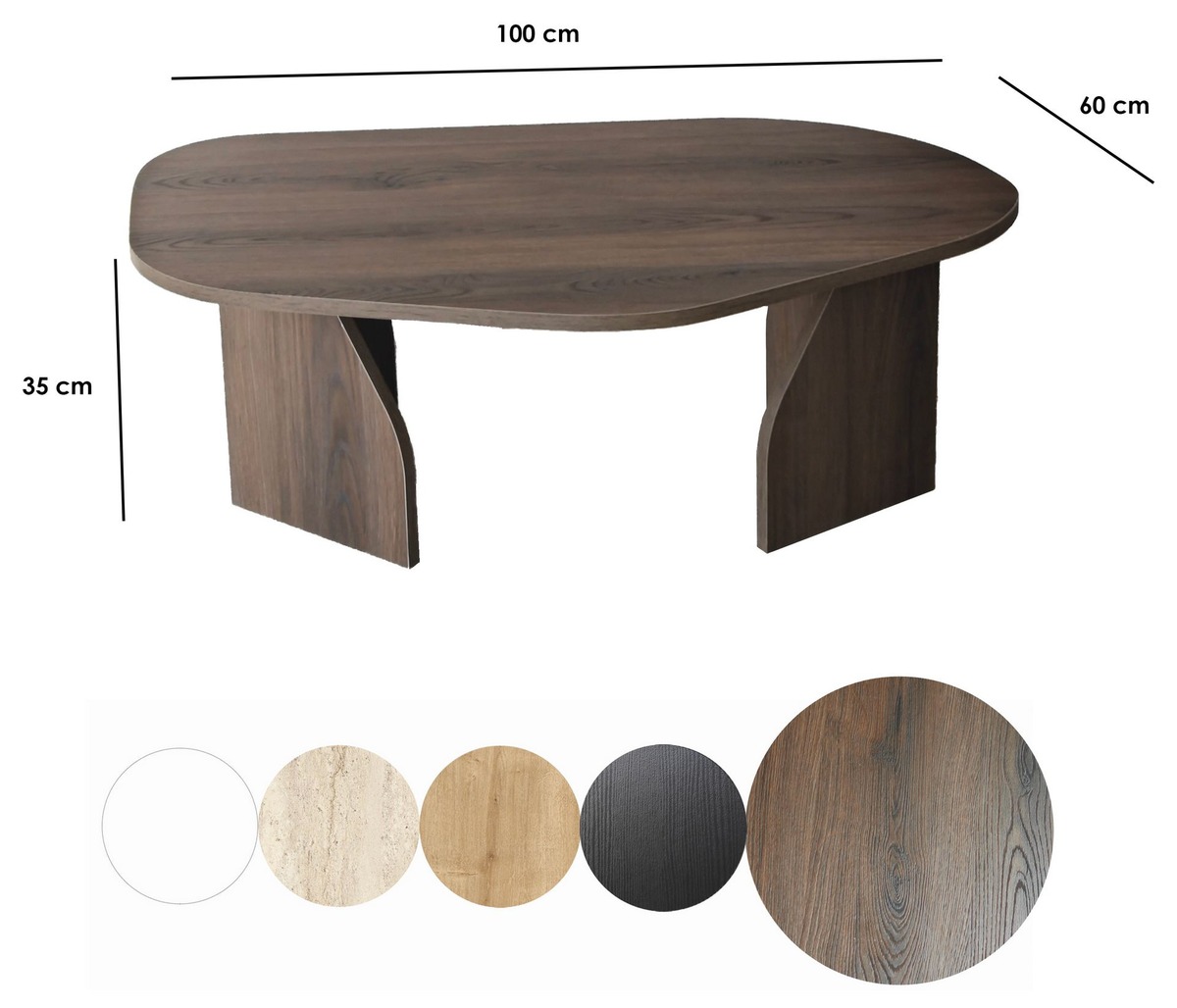 Dimensions Table basse ovale ROVENA - 100 cm