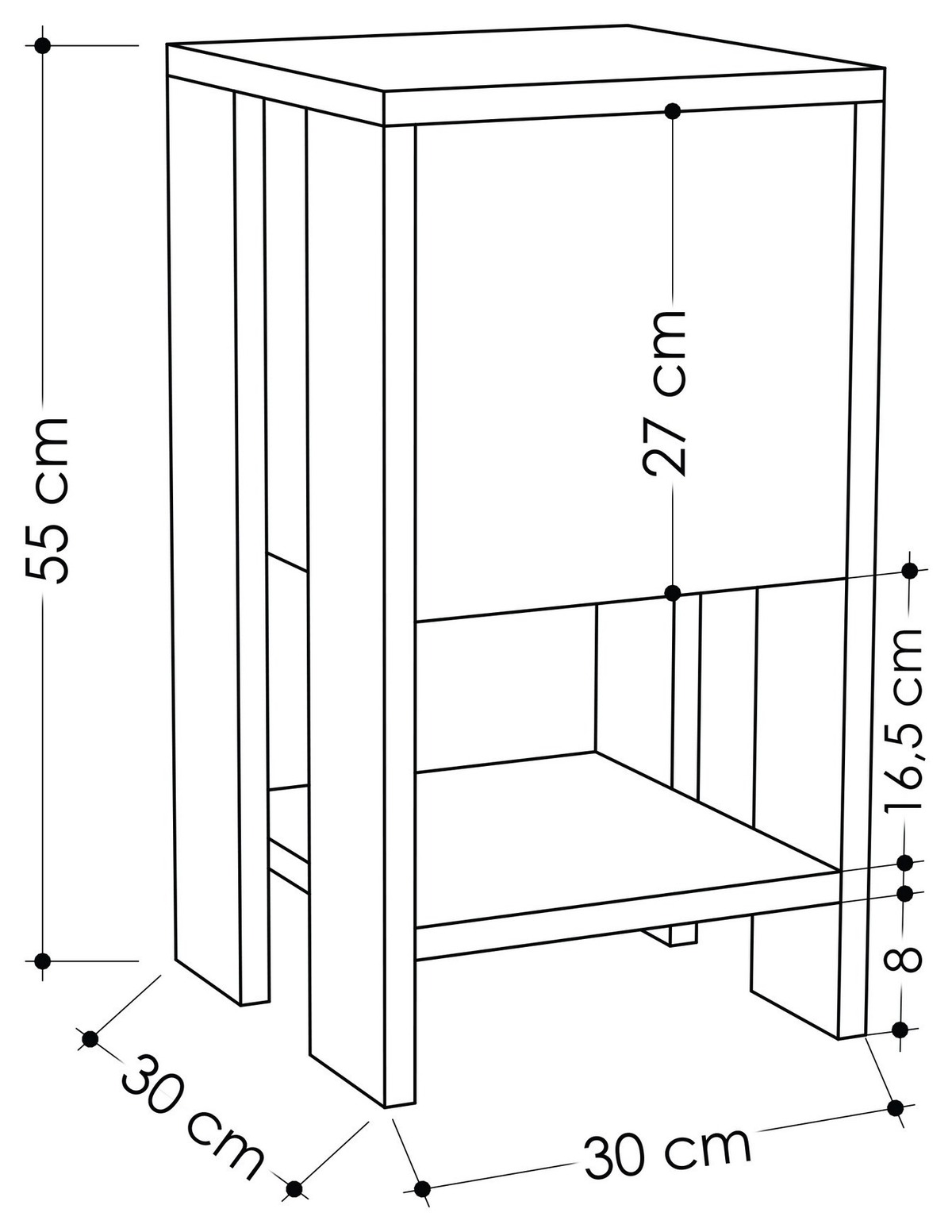 Dimensions Table d'appoint PIVA - 30 cm